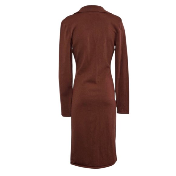 Aritzia Babaton Fame Dress, Polo Long Sleeve Shirt Dress, Rich Copper, Size M - Picture 3 of 8